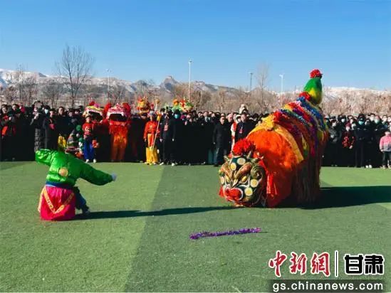 图为永登硬狮子舞表演。永登县融媒体中心供图
